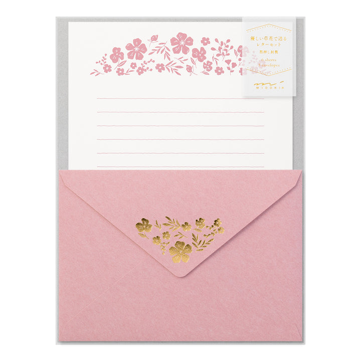 Midori Letter Set 506 Foil Stamped Envelopes - Flowers