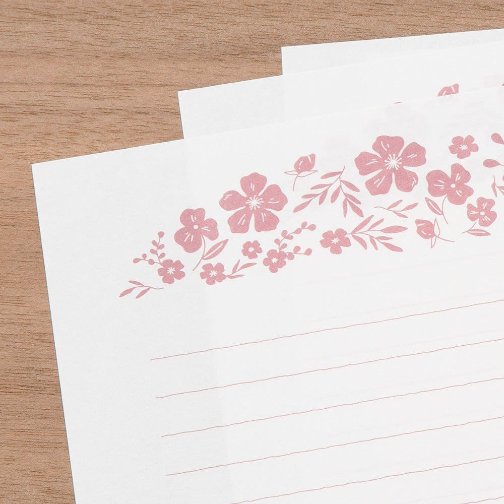 Midori Letter Set 506 Foil Stamped Envelopes - Flowers