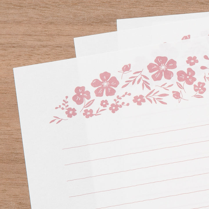 Midori Letter Set 506 Foil Stamped Envelopes - Flowers