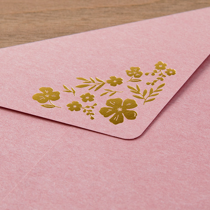 Midori Letter Set 506 Foil Stamped Envelopes - Flowers