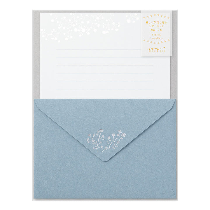 Midori Letter Set 508 Foil Stamped Envelopes - Gypsophila / Baby&