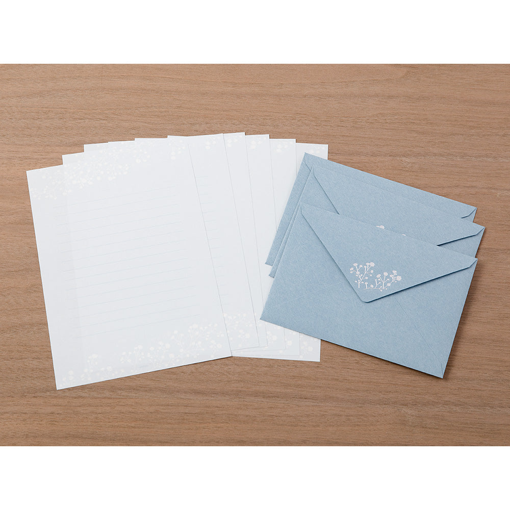 Midori Letter Set 508 Foil Stamped Envelopes - Gypsophila / Baby&