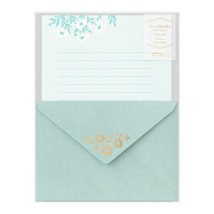 Midori Letter Set 515 Foil-stamped envelopes - Marguerite Daisy