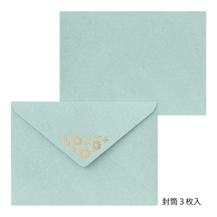 Midori Letter Set 515 Foil-stamped envelopes - Marguerite Daisy