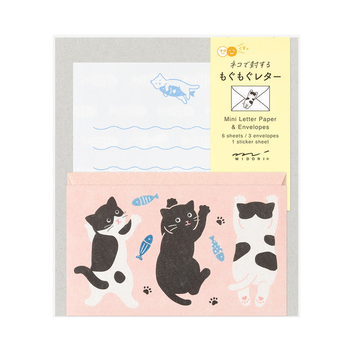 Midori Mini Letter Set 933 with stickers - Hungry Cat
