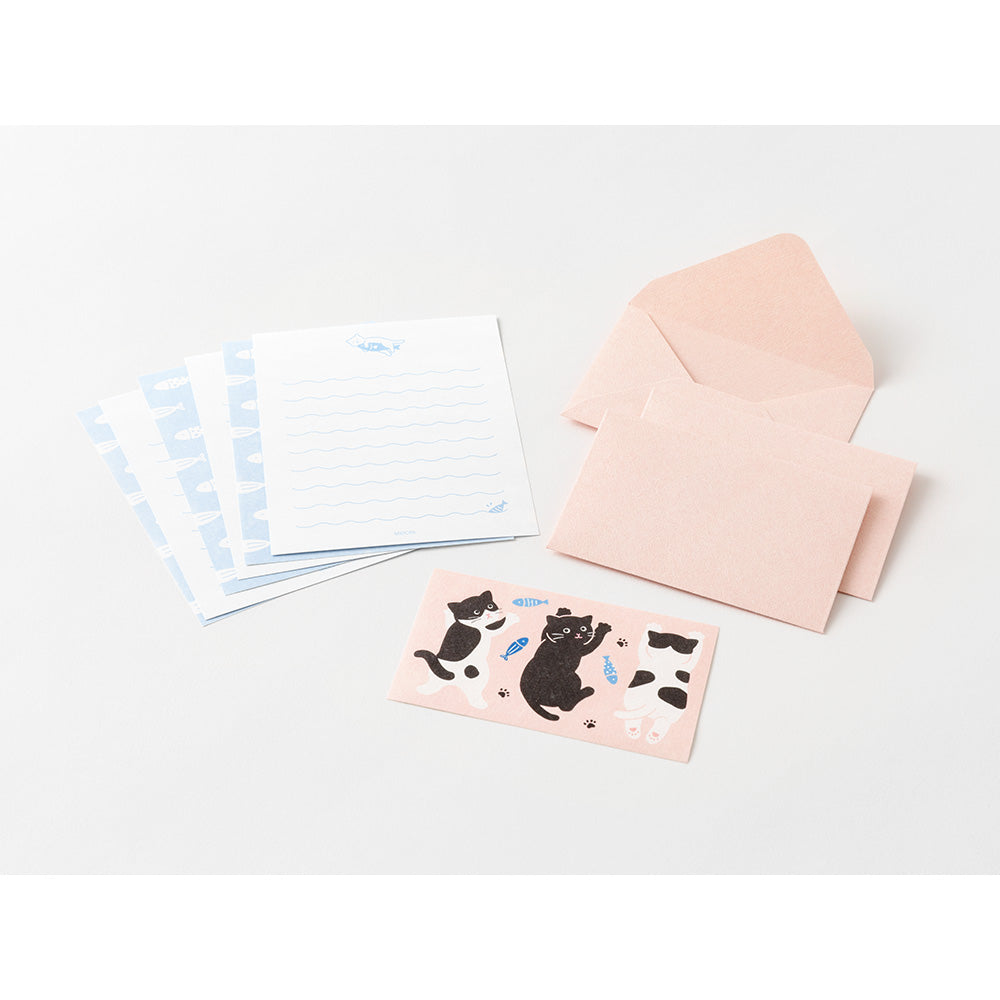 Midori Mini Letter Set 933 with stickers - Hungry Cat