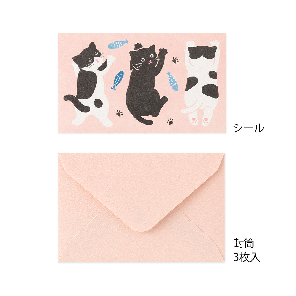Midori Mini Letter Set 933 with stickers - Hungry Cat