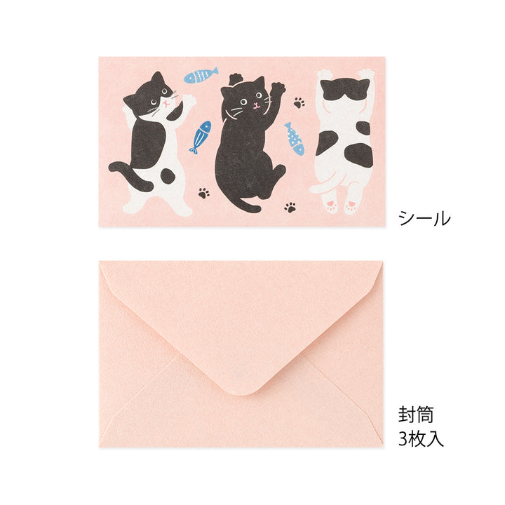 Midori Mini Letter Set 933 with stickers - Hungry Cat
