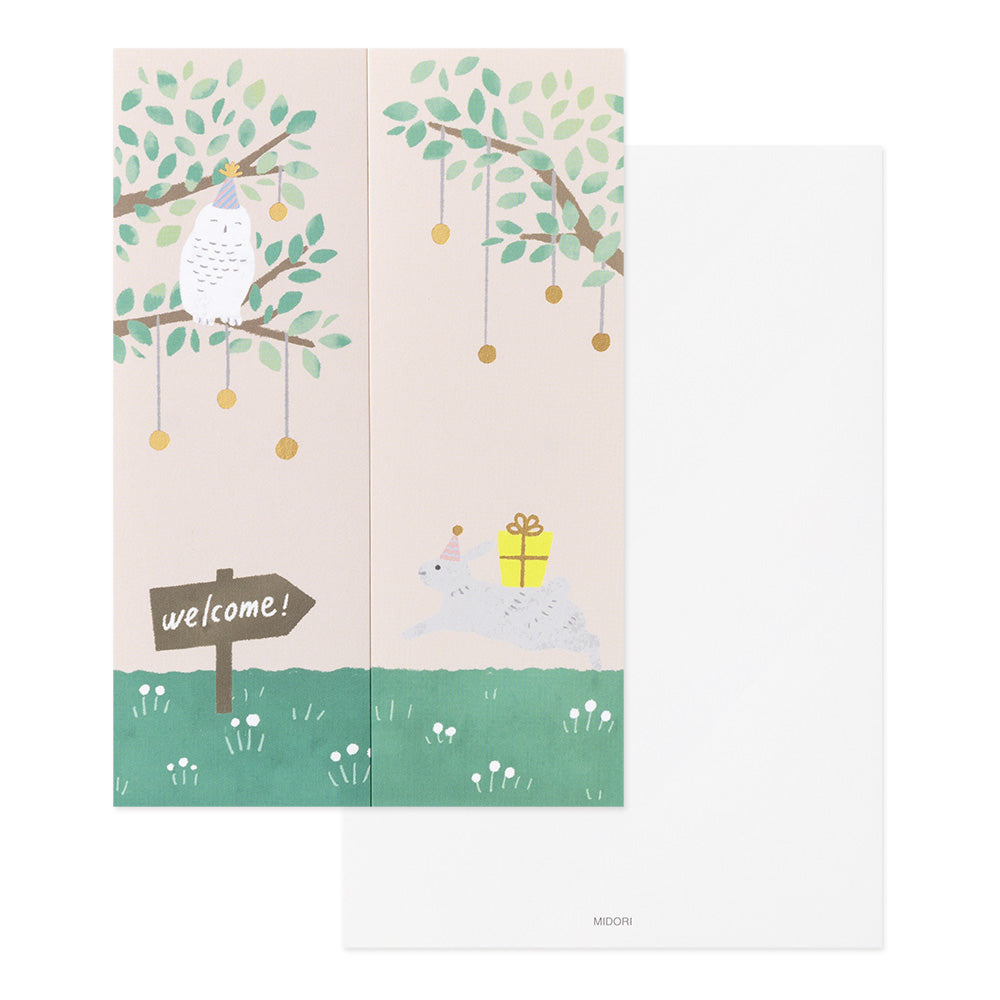 Midori Greeting Card Open - Birthday Animal