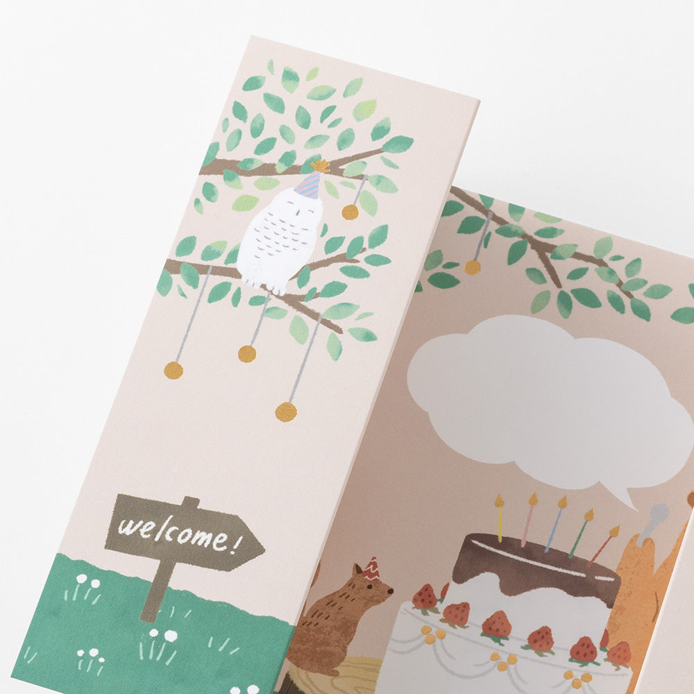 Midori Greeting Card Open - Birthday Animal