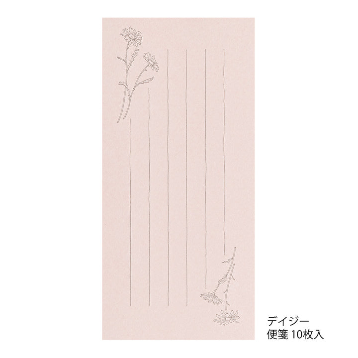 Midori Message Letter Set with Envelope Floral Washi Paper - Pink