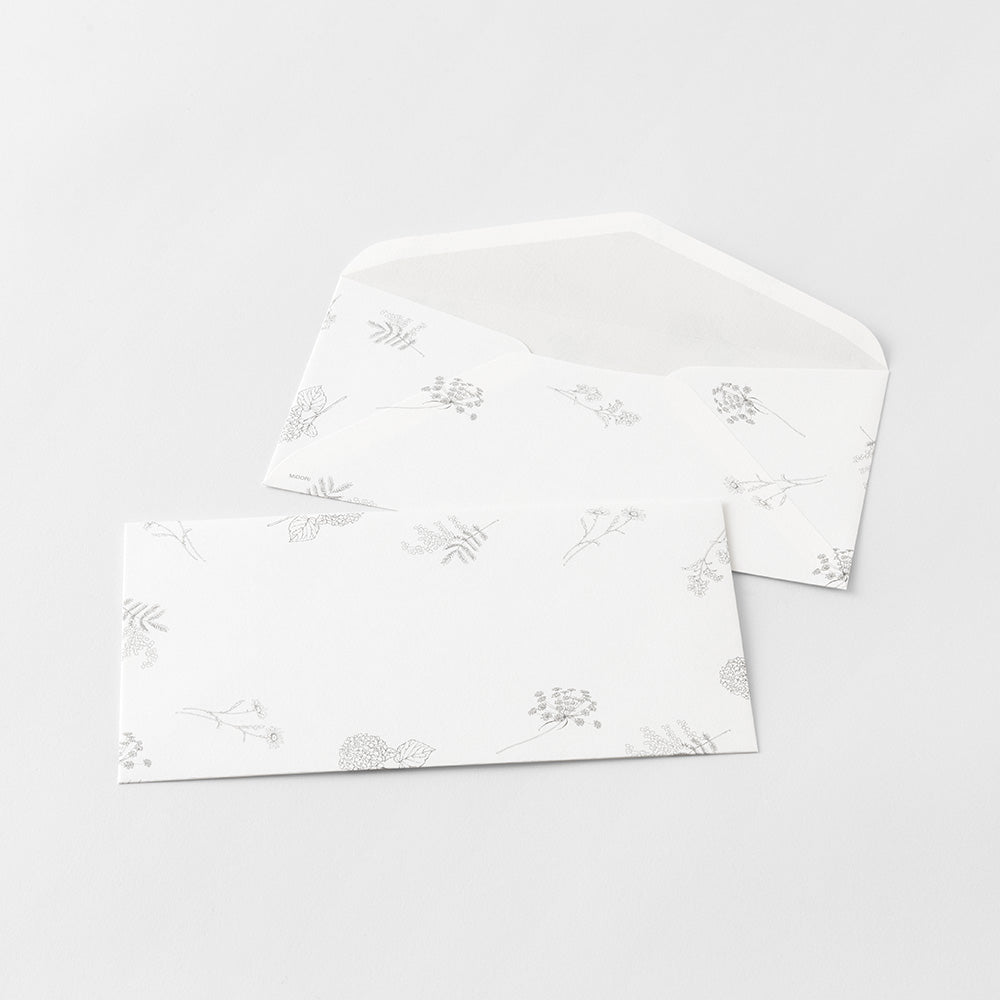 Midori Message Letter Set with Envelope Floral Washi Paper - Yellow