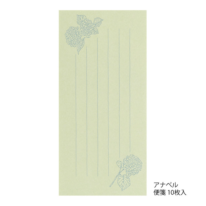Midori Message Letter Set with Envelope Floral Washi Paper - Green