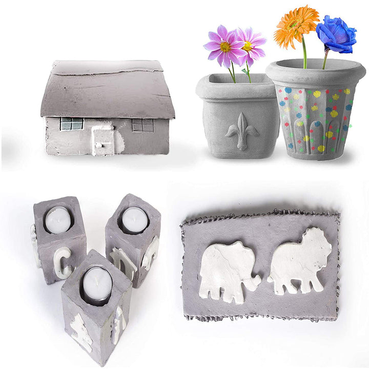 Jovi European Air-Dry Modeling Stone Grey Clay 2 Packets - Each Pack of 250 Grams for Sculpting Pottery Art &amp; Craft Handicraft Educational Purpose Fine Motor Skills