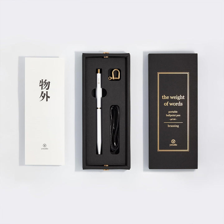 Ystudio Classic Revolve Portable Ballpoint Pen Brass (White finish)