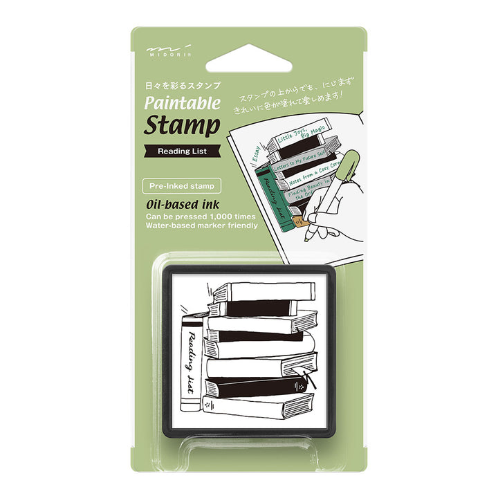 Overseas Exclusive Midori Paintable Stamp Pre-Inked Reading List