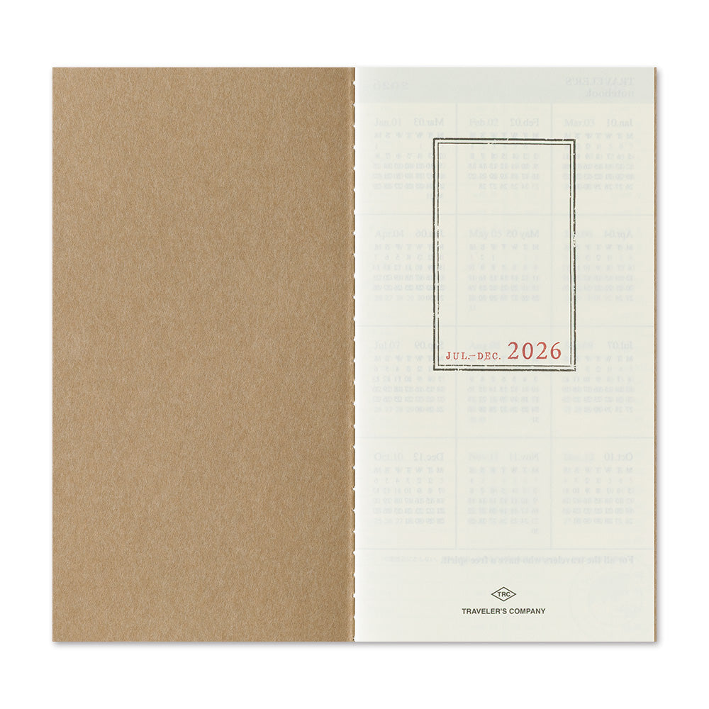 Traveler's Company Notebook Refill 2026 Weekly + Memo Second Half - A5-