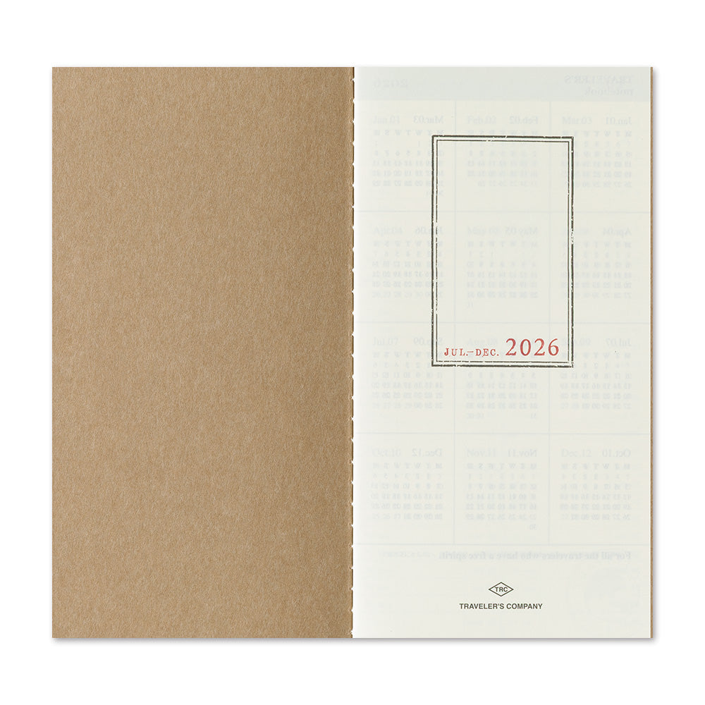 Traveler's Company Notebook Refill 2026 Weekly Vertical Second Half - A5-