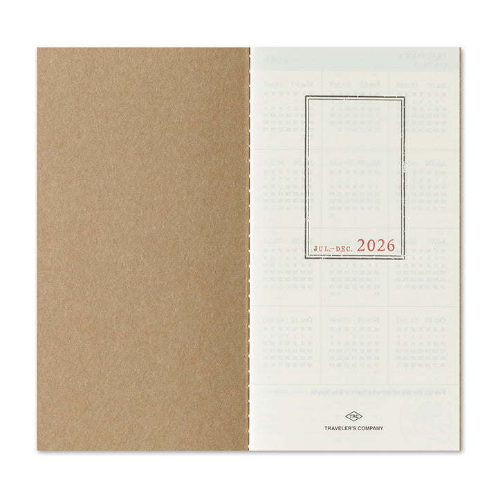 Traveler's Company Notebook Refill 2026 Weekly Vertical Second Half - A5-