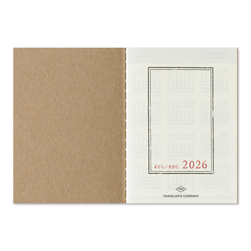 Traveler's Company Notebook Refill 2026 Weekly Second Half - Passport Size