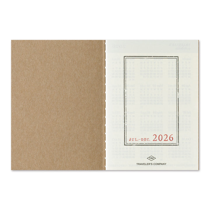 Traveler's Company Notebook Refill 2026 Weekly Second Half - Passport Size