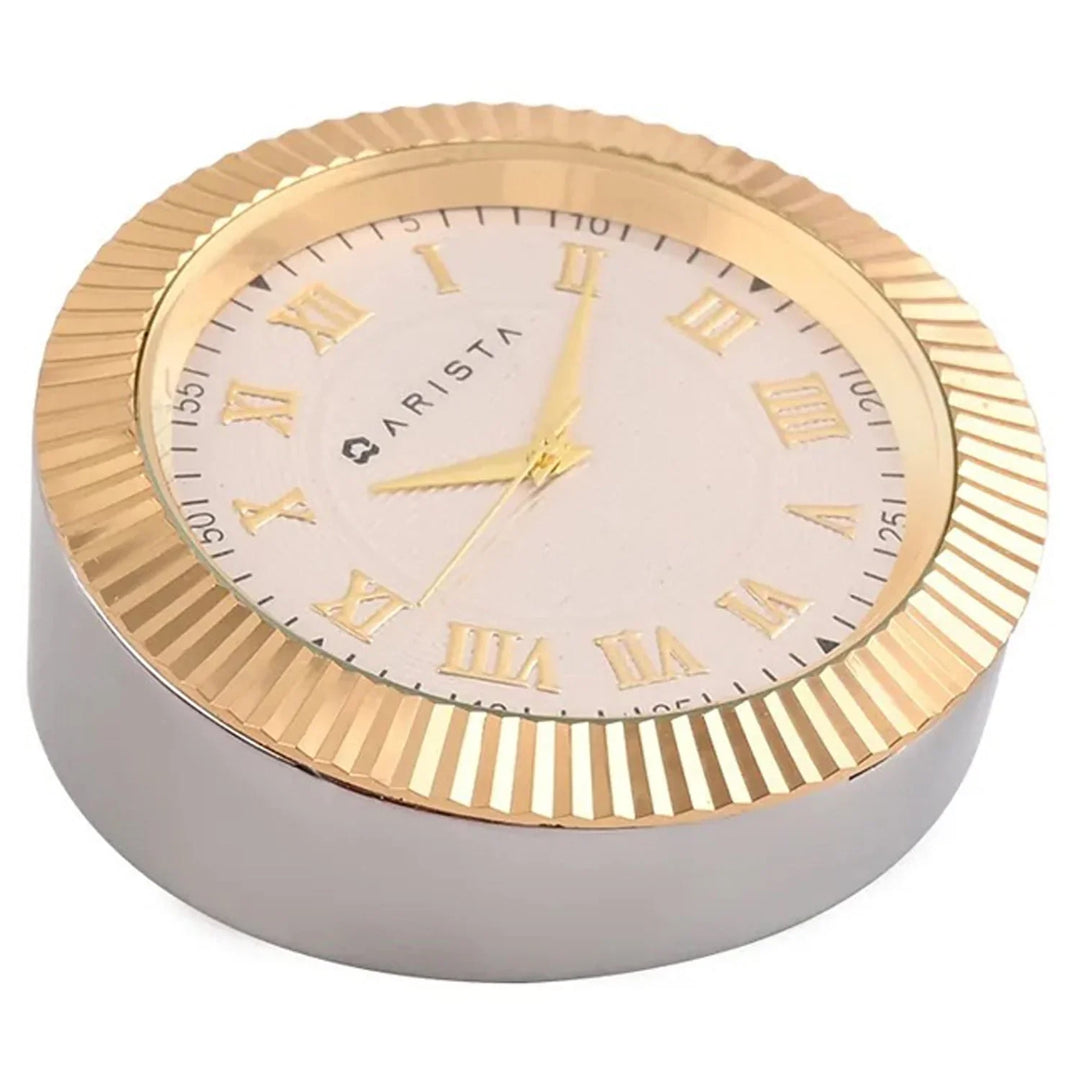 Arista | Ballpoint Pen | Black With Gold Trim | With Gold Chrome Table Clock