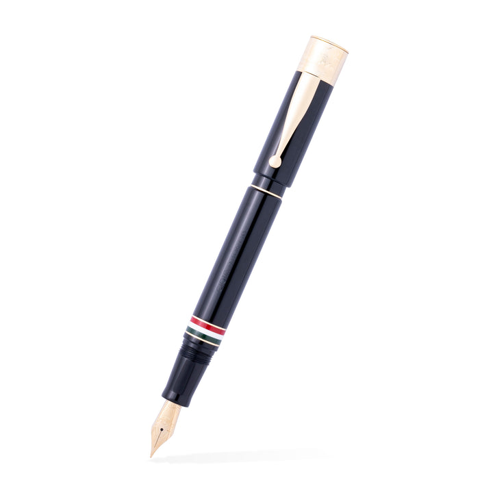 Gioia | Fountain Pen &amp; Rollerball Pen | Partenope | Black | Gold Trims