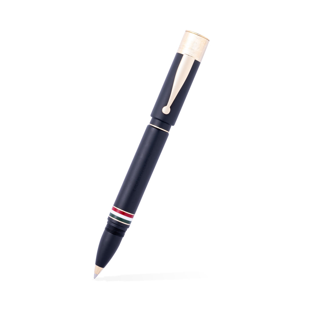 Gioia | Fountain Pen &amp; Rollerball Pen | Partenope | Black Sand | Gold Trims