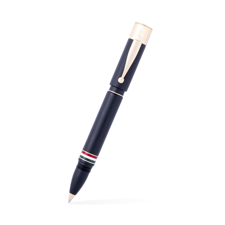 Gioia | Fountain Pen &amp; Rollerball Pen | Partenope | Black Sand | Gold Trims