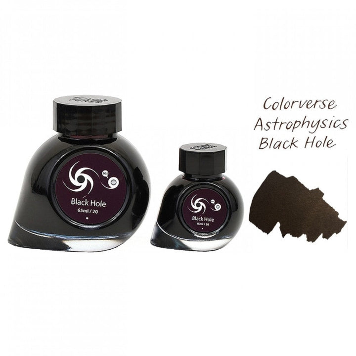 Colorverse | Astrophysics Series | Season 2 | Fountain Pen Ink | Black Hole | Black | 65ml and 15ml | 2 Bottle Set - Aarcaai