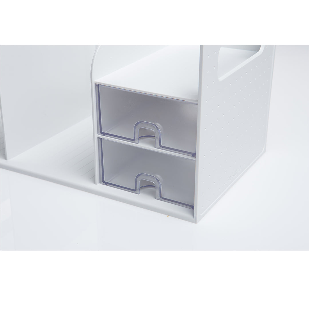 Sysmax | Book Rack With 2 Drawers | 2 Bookshelf |Organiser |Grey