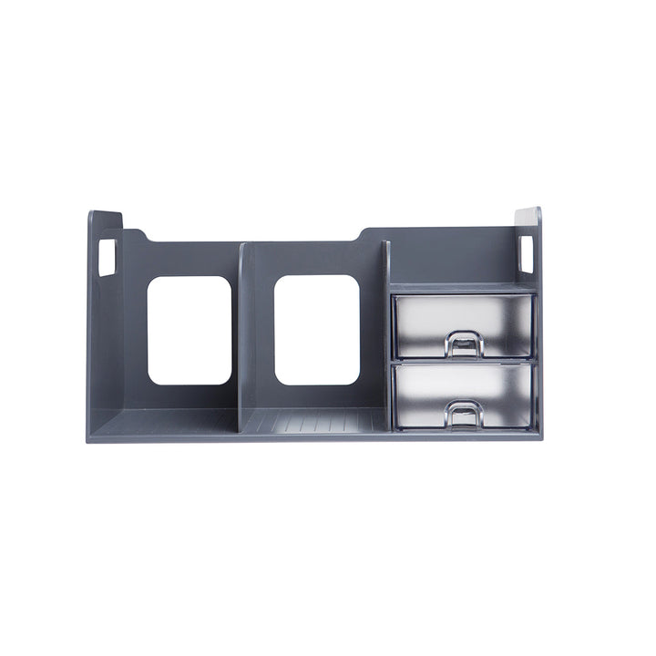 Sysmax | Book Rack With 2 Drawers | 2 Bookshelf |Organiser |Grey