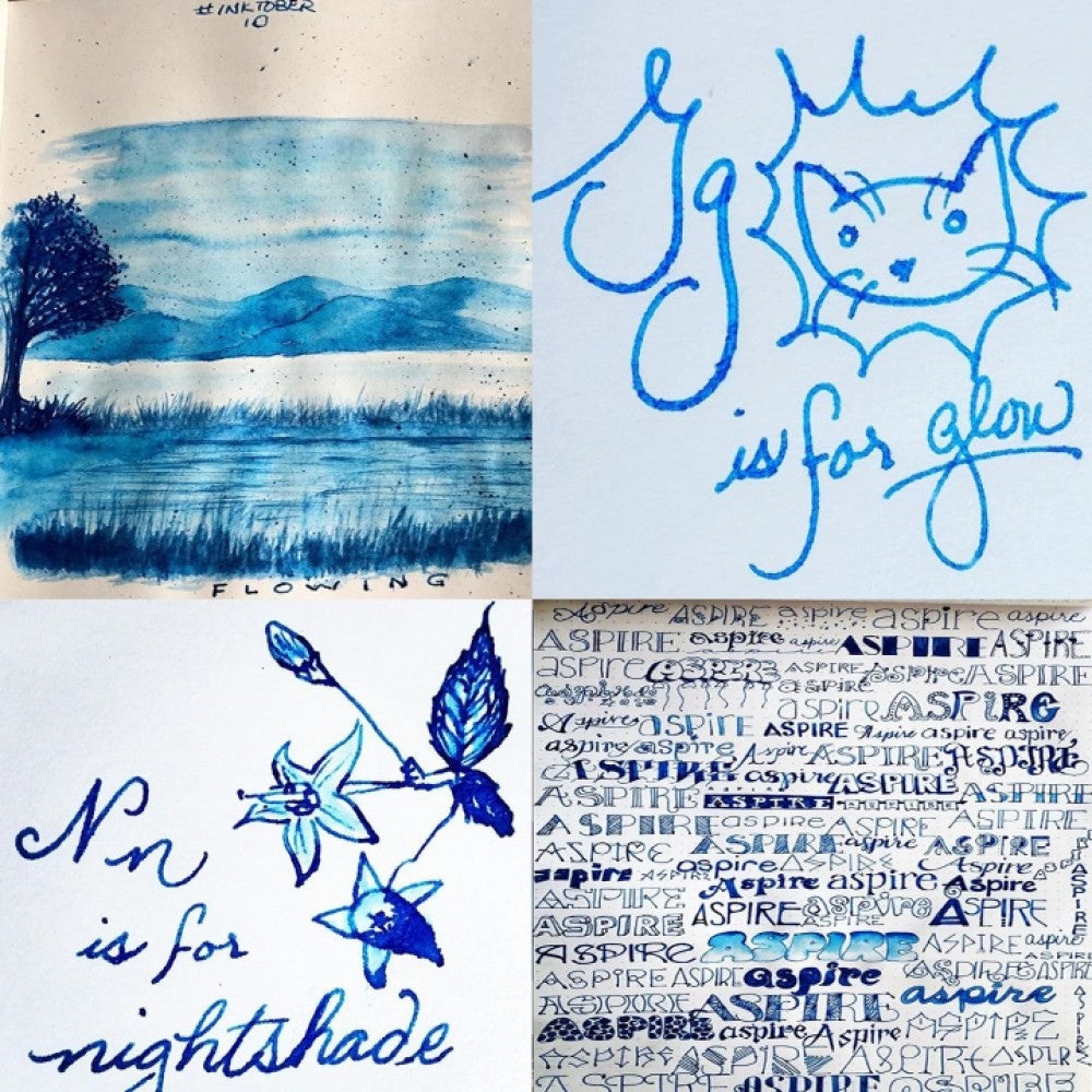 Colorverse | Spaceward Series | Season 1 | Crystal Planet | Fountain Pen Ink | Blue | 65ml and 15ml | 2 Bottle Set - Aarcaai