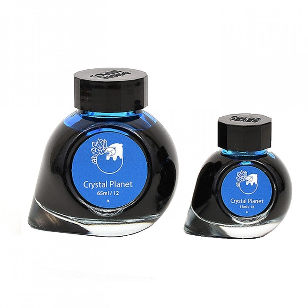 Colorverse | Spaceward Series | Season 1 | Crystal Planet | Fountain Pen Ink | Blue | 65ml and 15ml | 2 Bottle Set - Aarcaai