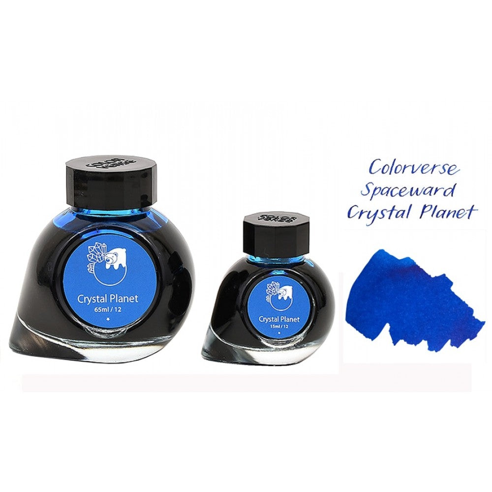 Colorverse | Spaceward Series | Season 1 | Crystal Planet | Fountain Pen Ink | Blue | 65ml and 15ml | 2 Bottle Set - Aarcaai