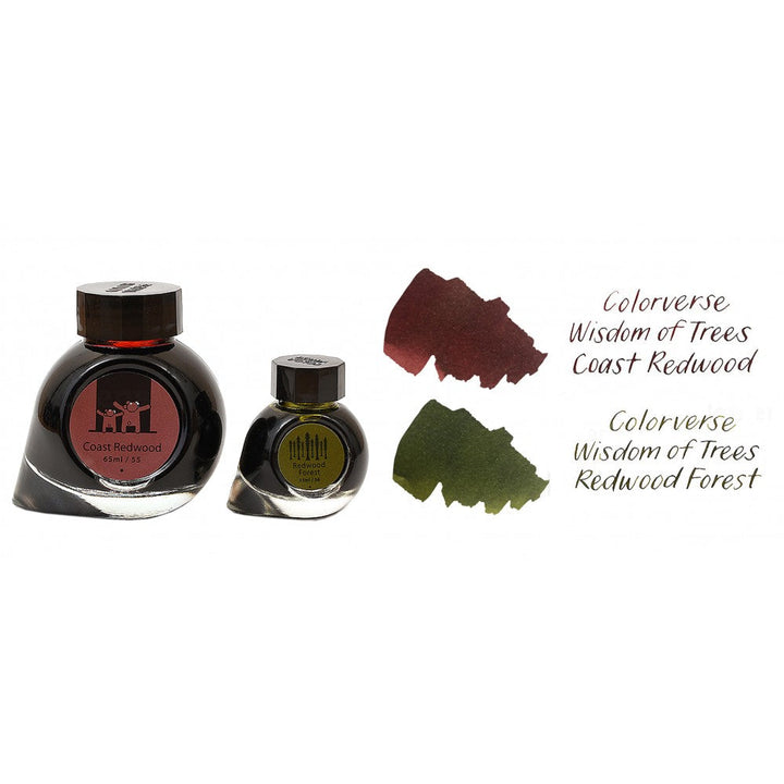 Colorverse | Earth Edition | Coast Redwood (Brown) - Redwood Forest (Dark Green) | Fountain Pen Ink | 65ml and 15ml | 2 Bottle Set - Aarcaai