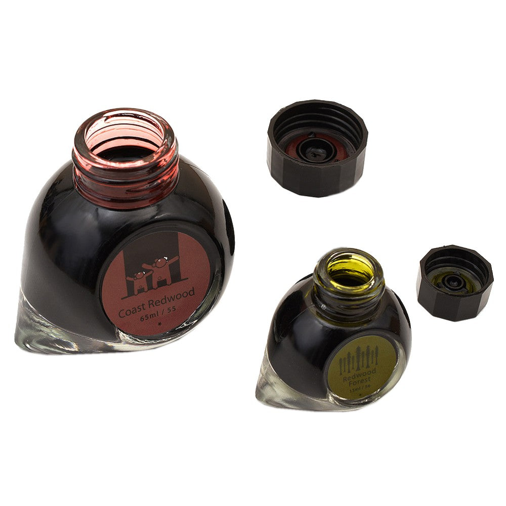 Colorverse | Earth Edition | Coast Redwood (Brown) - Redwood Forest (Dark Green) | Fountain Pen Ink | 65ml and 15ml | 2 Bottle Set - Aarcaai