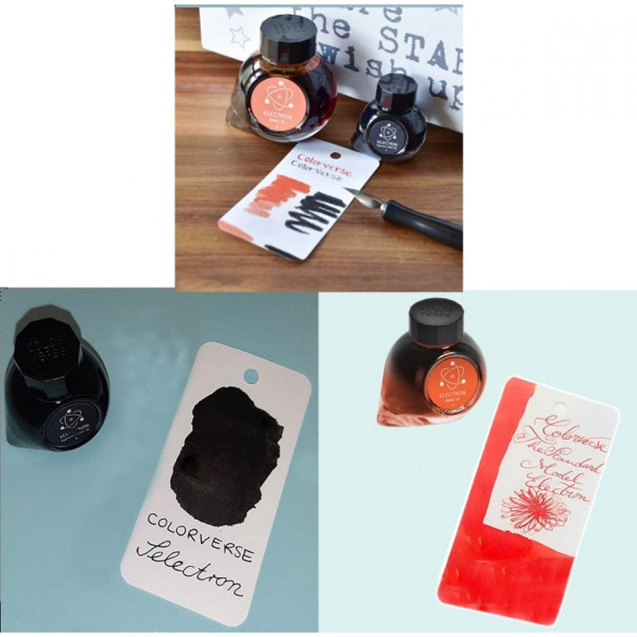 Colorverse | Multiverse Series | Season 3 | Fountain Pen Ink | Electron | Orange | 65ml and 15ml | 2 Bottle Set - Aarcaai