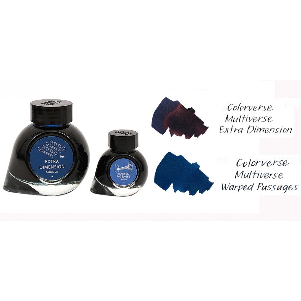 Colorverse | Multiverse Series | Season 3 | Fountain Pen Ink | Extra Dimension | Dark Blue | 65ml and 15ml | 2 Bottle Set - Aarcaai