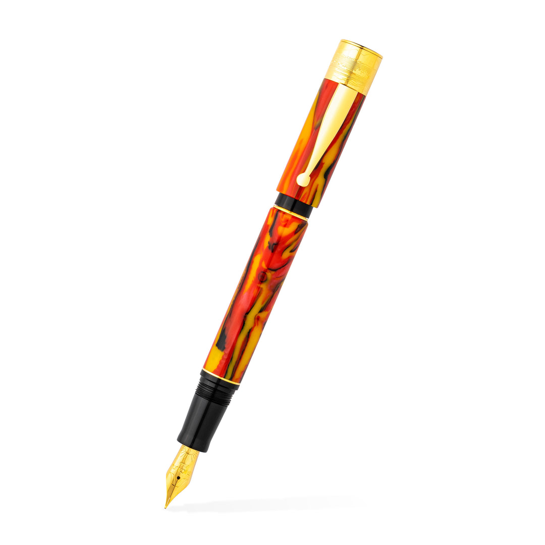 Gioia | Fountain Pen &amp; Rollerball Pen | Partenope | Fiamma Flame | Gold Trims