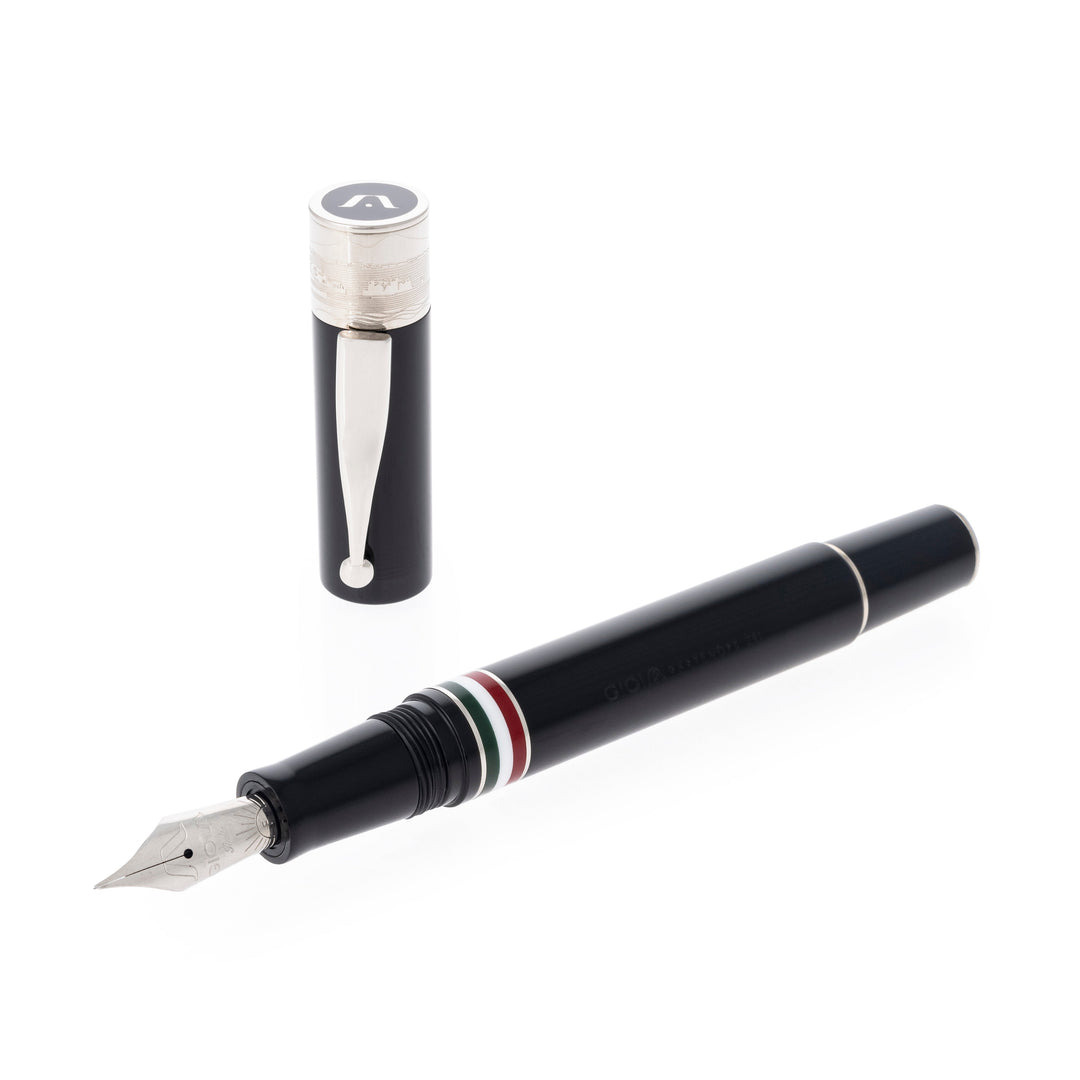 Gioia | Fountain Pen &amp; Rollerball Pen | Partenope | Black | Ruthenium Trims