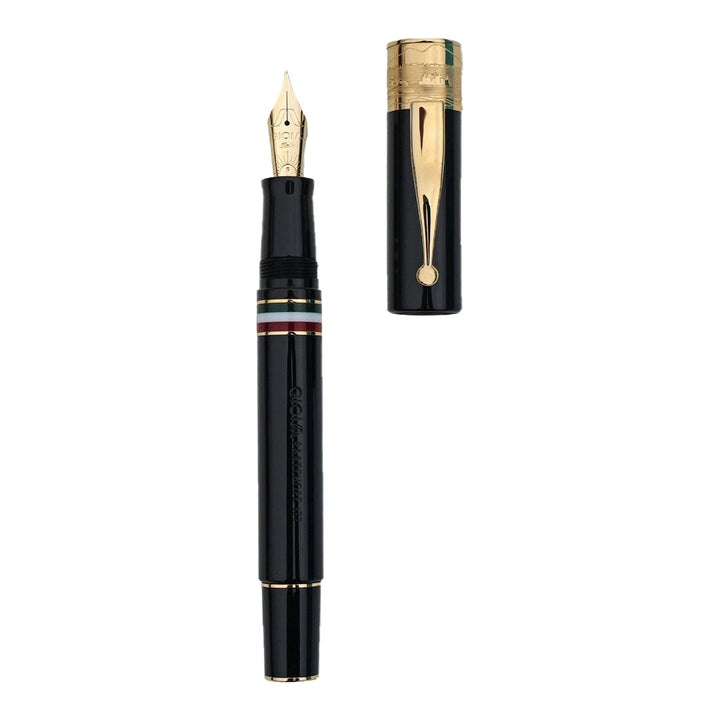 Gioia | Fountain Pen &amp; Rollerball Pen | Partenope | Black | Gold Trims