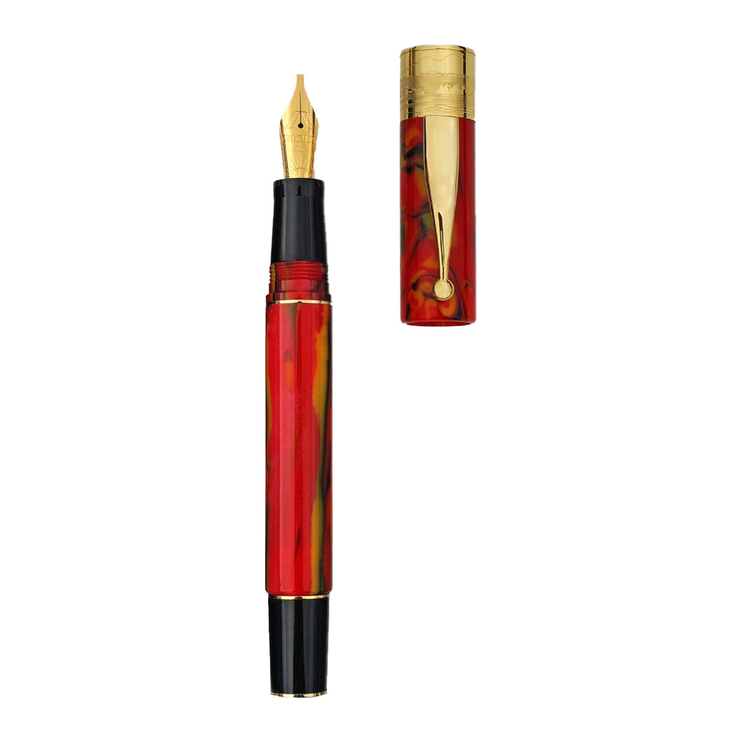 Gioia | Fountain Pen &amp; Rollerball Pen | Partenope | Fiamma Flame | Gold Trims