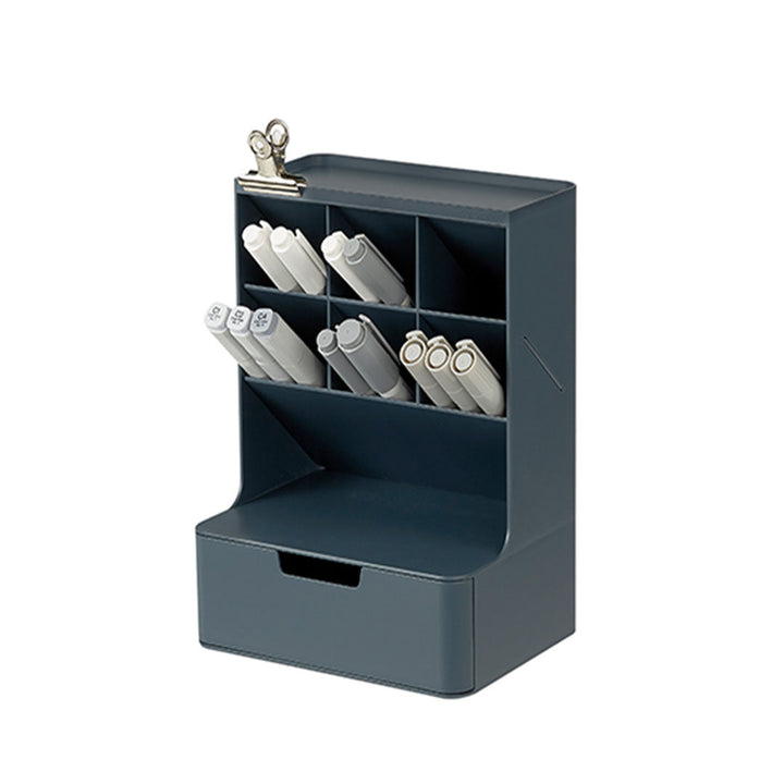 Sysmax | Hive Desk Organizer with 6 Compartments |1 Drawer| Prussian Blue| For Office &amp; Home