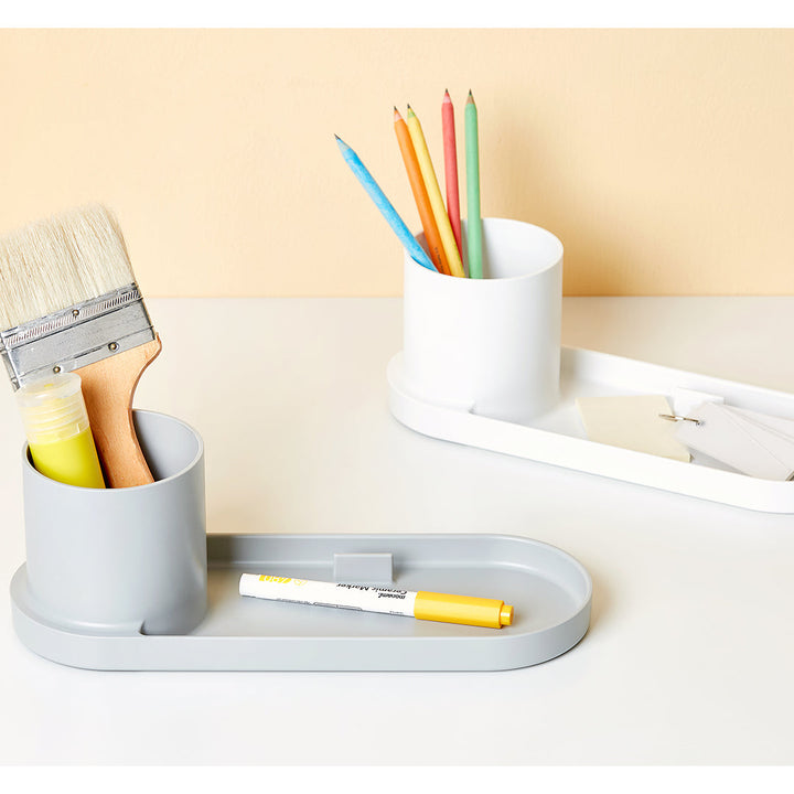 Litem | Pen Stand with Tray | Organizer | Ivory | Holder Tray