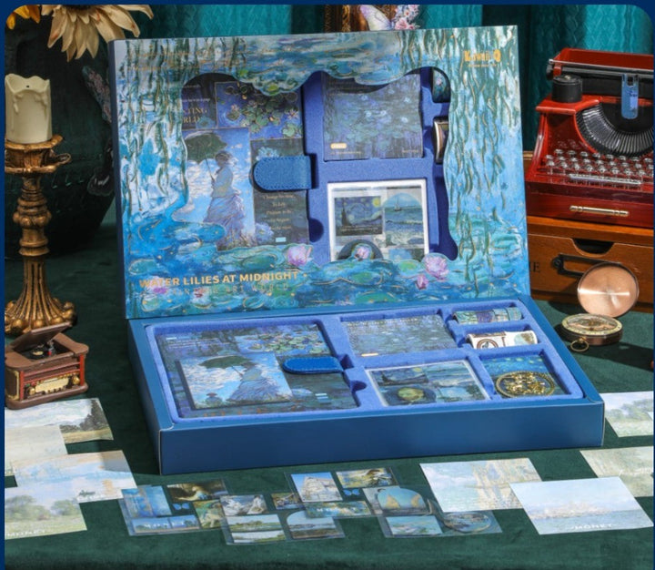 Kawaii-Q Notebook Accessories Set - Water Lilies at Midnight