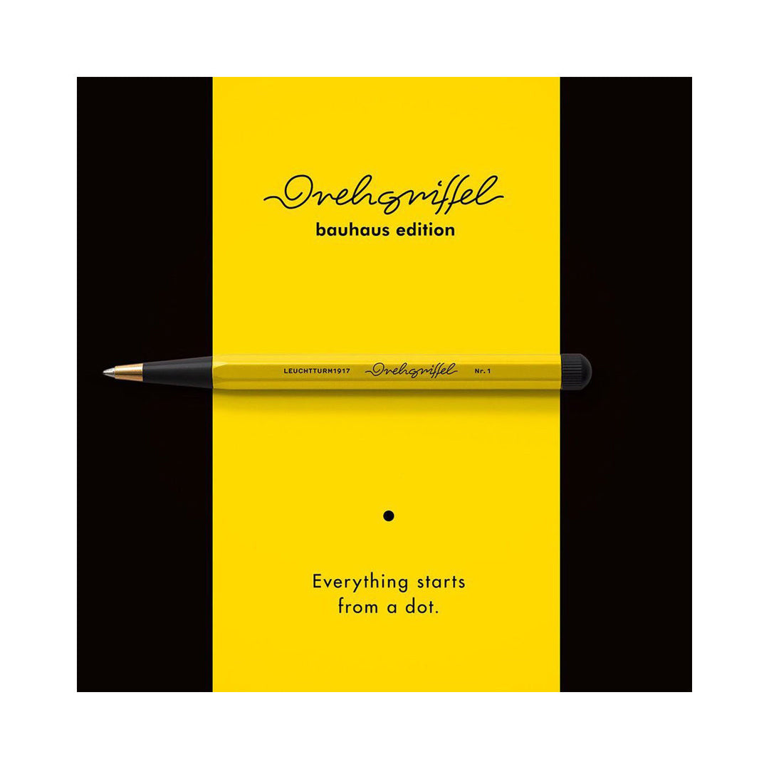 LEUCHTTURM1917 Ball Point Pen with Royal Blue Ink | Bauhaus Edition | Drehgriffel No. 1 | Lemon/Black | Twist Mechanism
