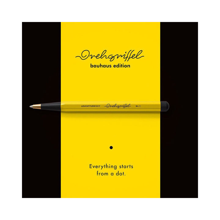 LEUCHTTURM1917 Ball Point Pen with Royal Blue Ink | Bauhaus Edition | Drehgriffel No. 1 | Lemon/Black | Twist Mechanism