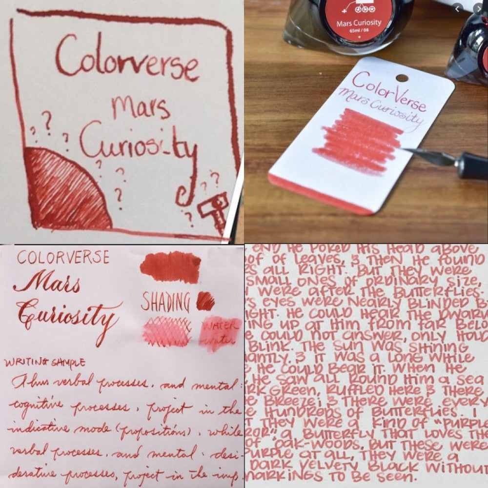 Colorverse | Spaceward Series | Season 1 | Fountain Pen Ink | Mars Curiosity | Red | 65ml and 15ml | 2 Bottle Set - Aarcaai