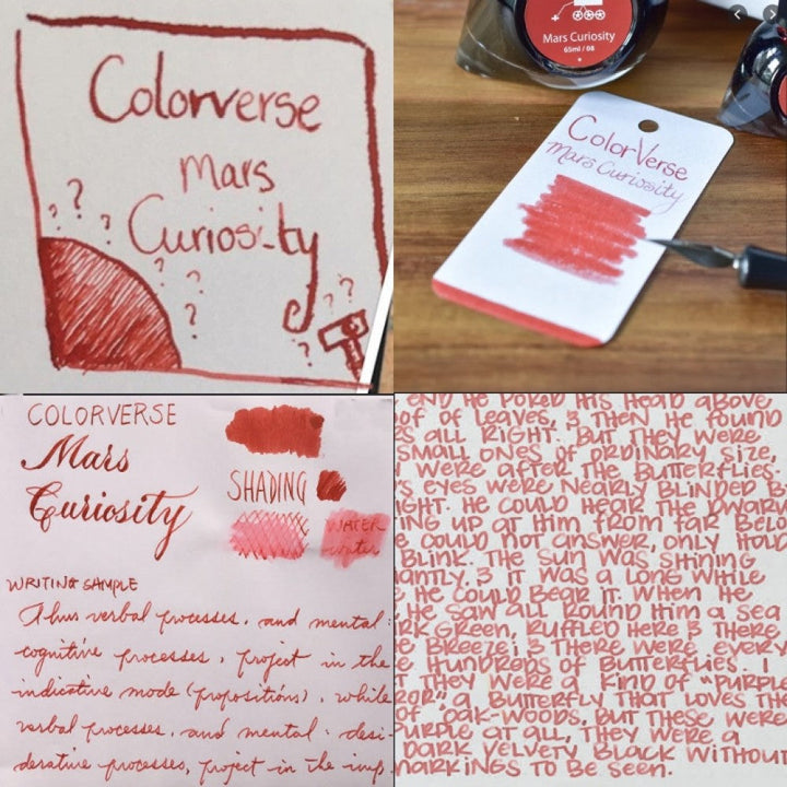 Colorverse | Spaceward Series | Season 1 | Fountain Pen Ink | Mars Curiosity | Red | 65ml and 15ml | 2 Bottle Set - Aarcaai